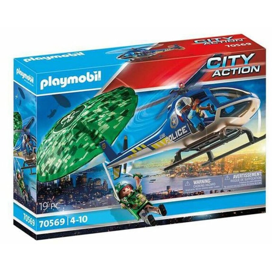 Jucarie City Action Police Helicopter Parachute Pursuit Construction Toy 70569