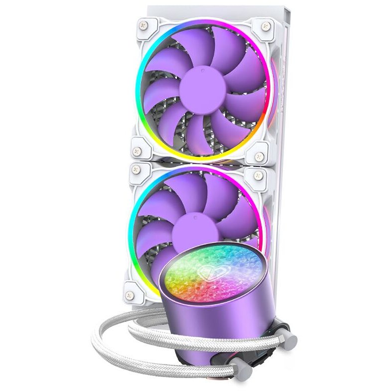 Cooler Procesor Cu Lichid ID-Cooling Pinkflow 240 Diamond Purple Iluminare aRGB Alb — imaginea 3