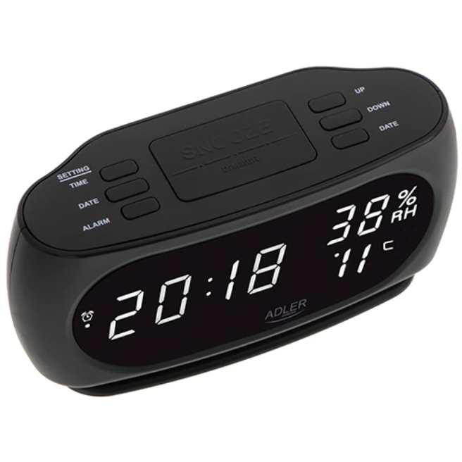 Ceas Digital cu Alarma AD 1186 Display LED Termometru Negru