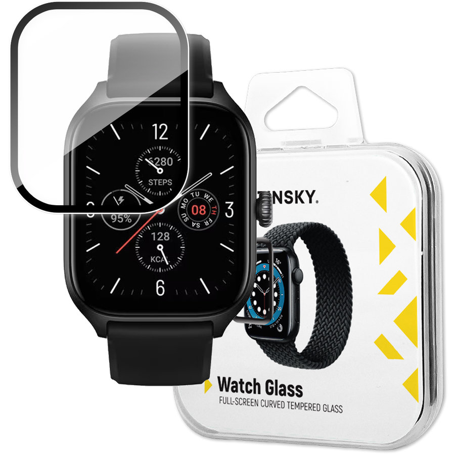 Accesoriu smartwatch Tempered Glass 9H compatibila cu Xiaomi Amazfit GTS 4 Black