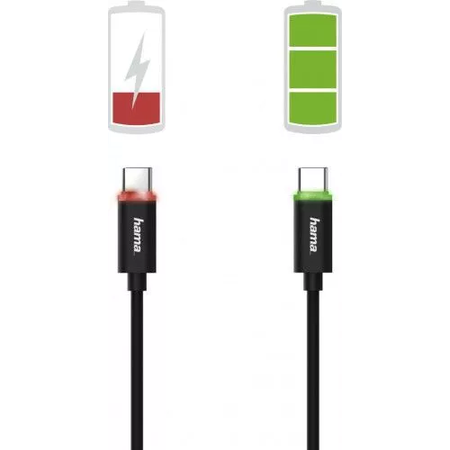 Cablu de Date Hama USB Type-C LED Indicator Negru