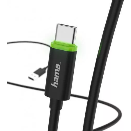 Cablu de Date Hama USB Type-C LED Indicator Negru