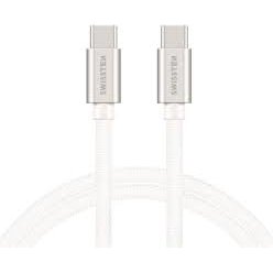 Cablu Date  USB-C to USB-C Textil 1.2M Argintiu