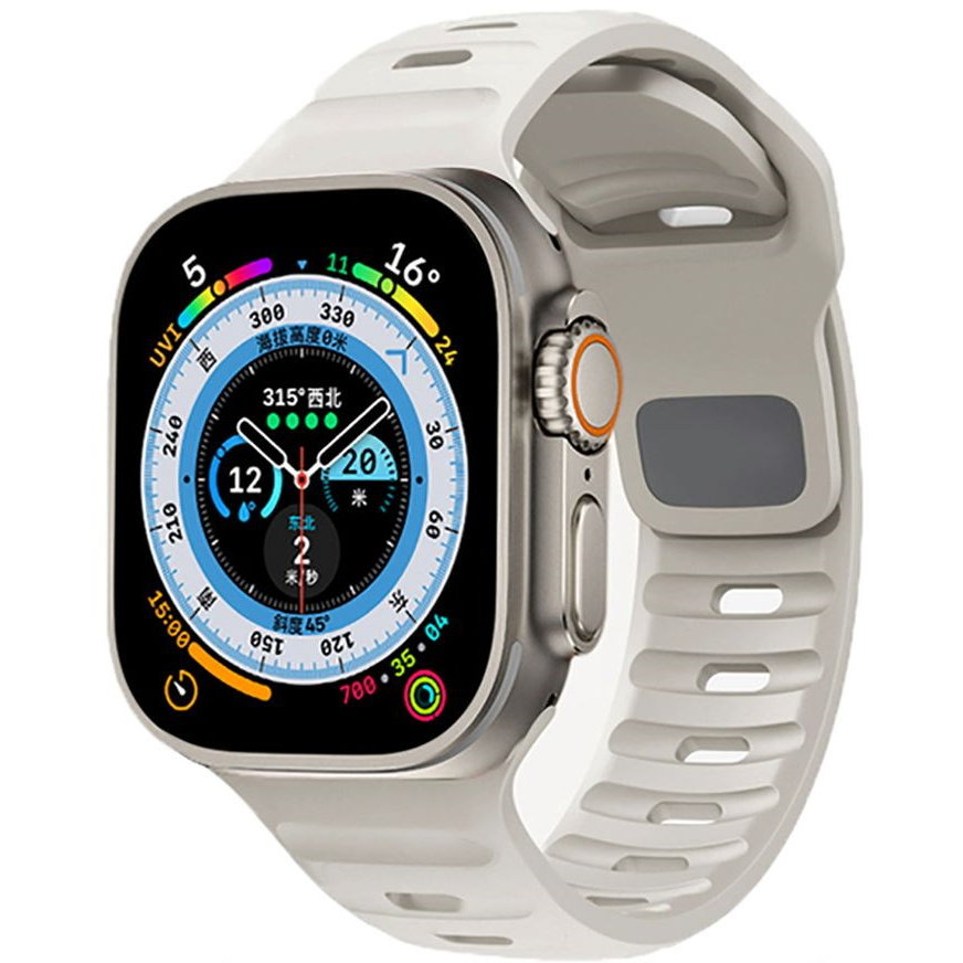 Curea Smartwatch compatibila cu Apple Watch 4/5/6/7/8/SE/Ultra 42/44/45/49mm Starlight