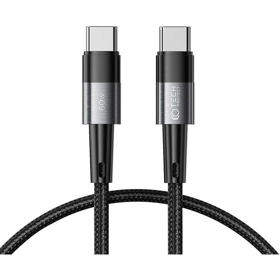 Cablu de date UltraBoost, 2x USB Type-C, PD 60W, 3A, 25cm, Gri
