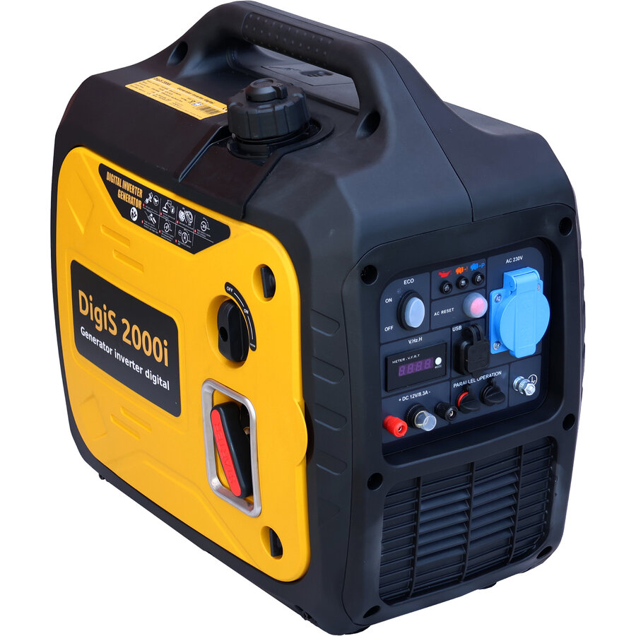 Generator Digital DigiS 2000i   Invertor Insonorizat 2kW Monofazat Benzina Galben/Negru