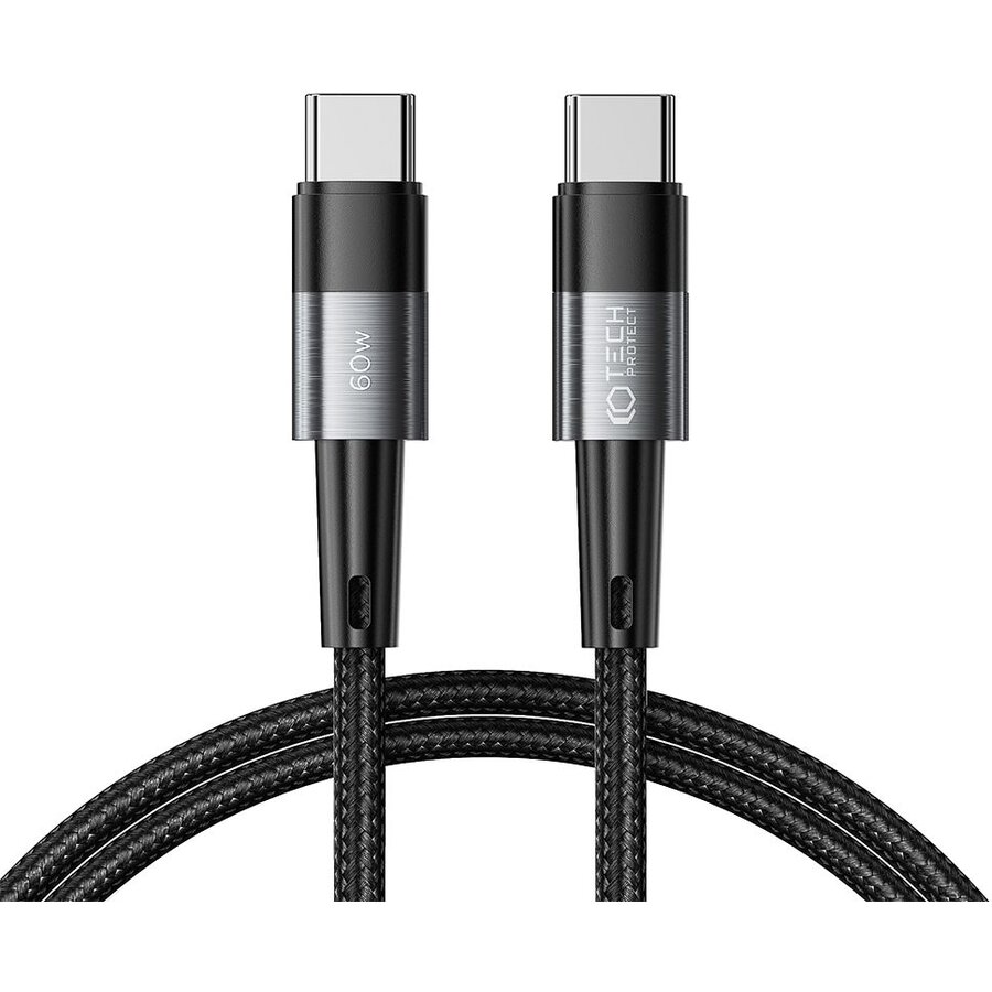 Cablu de date UltraBoost, 2x USB Type-C, PD 60W, 3A, 1m, Gri