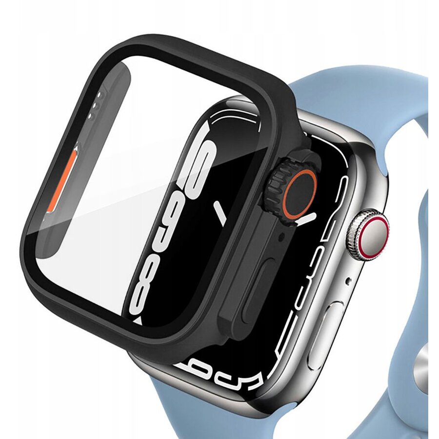 Curea Smartwatch compatibila cu Apple Watch 4/5/6/SE 44 mm Black/Orange