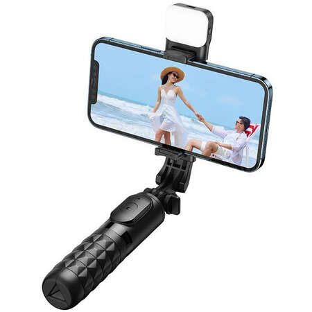 Selfie Stick Mcdodo SS-1781 Bluetooth compatibil cu telefoane de 3.5-6.7 inch, 110 mAh, Reglare 360, Telecomanda inclusa, Lumina integrata, Negru
