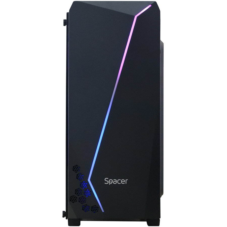Carcasa Spacer Gaming Middle Tower ATX Fără Sursa Sticlă Securizată Negru/RGB — imaginea 2