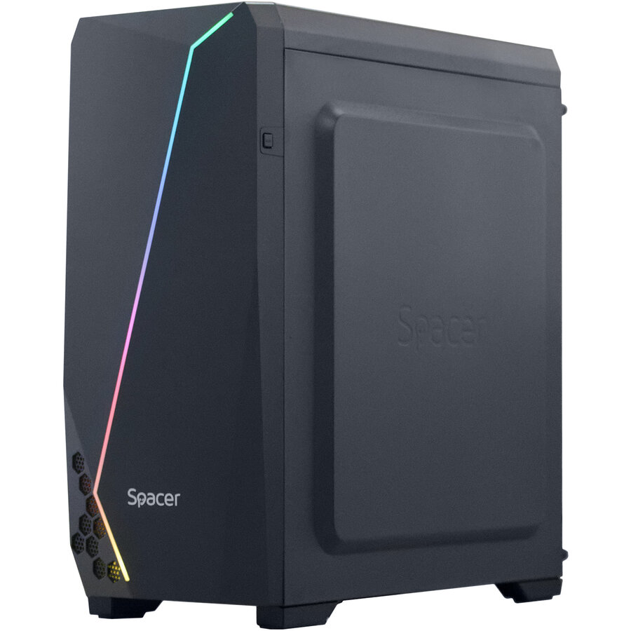 Carcasa Spacer Gaming Middle Tower ATX Fără Sursa Sticlă Securizată Negru/RGB — imaginea 3