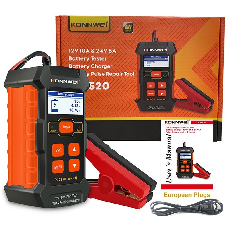 Tester Auto Baterii Konnwei KW520 12V Roșu/Negru — imaginea 5