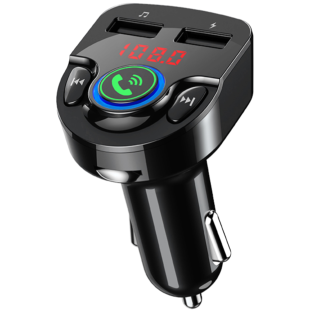 Modulator Auto FM Bluetooth 5.0. 1xUSB QC3.0 1xUSB Max. 5V/3.1A 12V-24V Negru