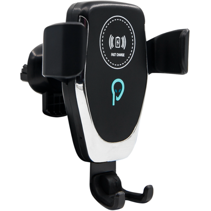 Suport Auto Si Incarcator Wireless  2in1 pentru Smartphone Fixare in Grilaj Negru