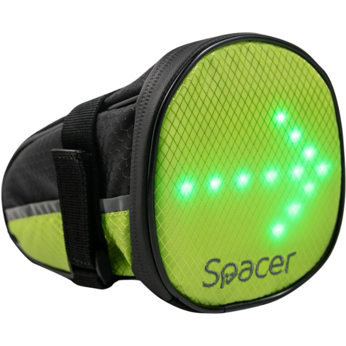 Geantă Reflectorizantă Spacer Pentru Bicicletă Cu Semnalizare LED Prin Telecomanda Negru/Verde