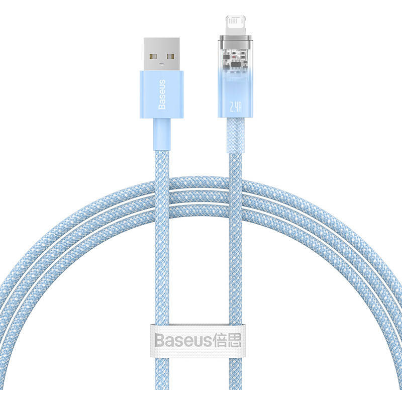 Cablu de date Explorer, USB/Lightning, 2.4A, 1m, Albastru