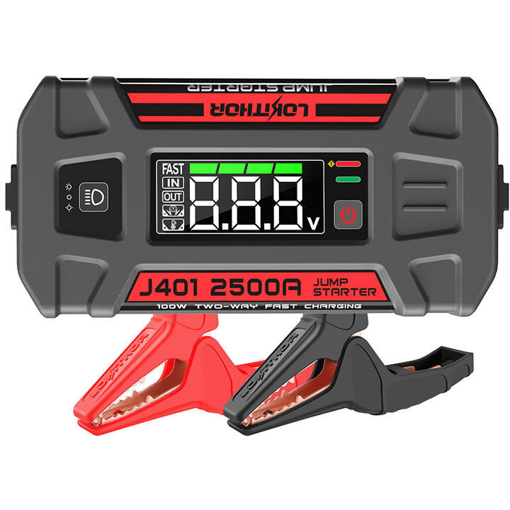 J401 Starter, cu clesti pentru pornire motor diesel sau benzina, 2500A, USB/USB-C, functie de powerbank si lanterna, Negru