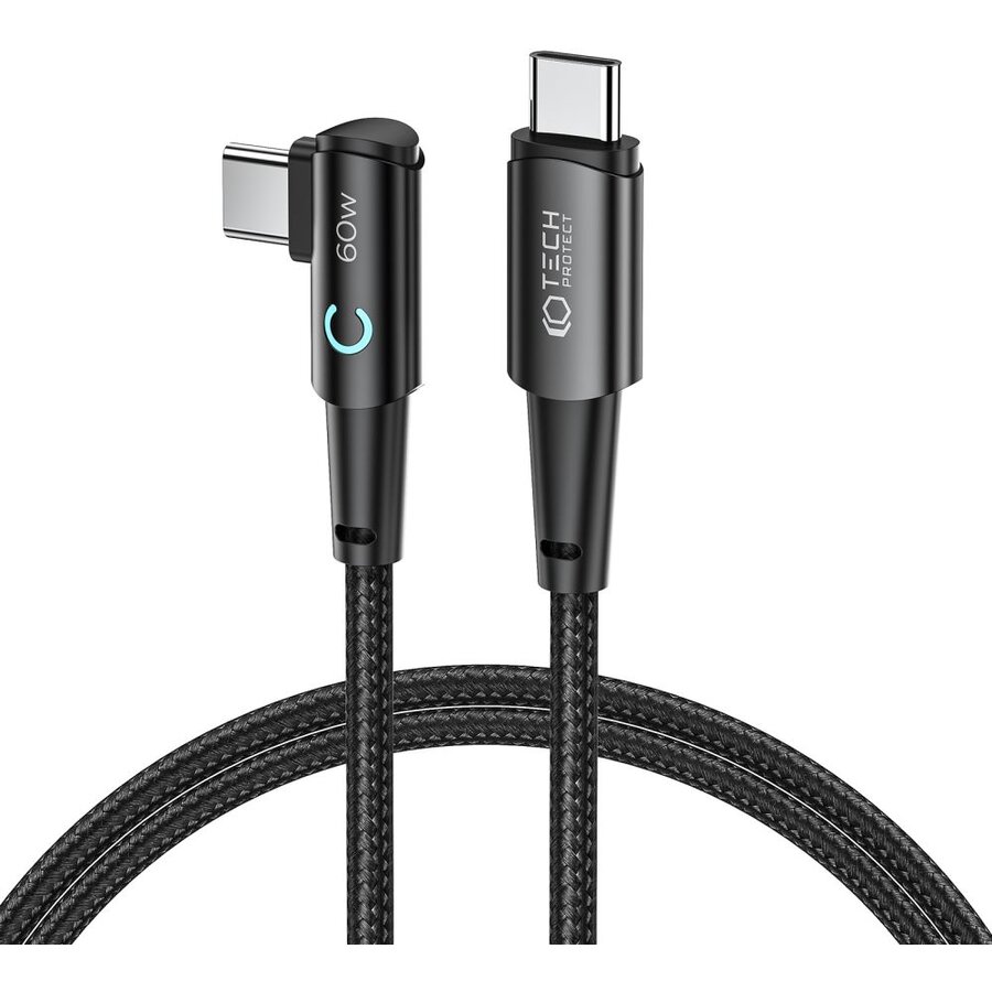 Cablu pentru incarcare si transfer de date TECH-PROTECT UltraBoost L, 2x USB Type-C, PD 60W, 6A, 1m, Gri - imagine 3