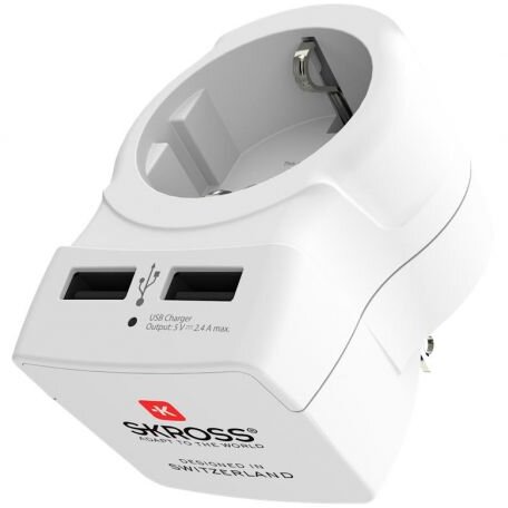 Adaptor Priza 1.500281 SHUKO - US + 2x USB Alb