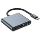 USB-A 3.0 - USB-C - HDMI Gri