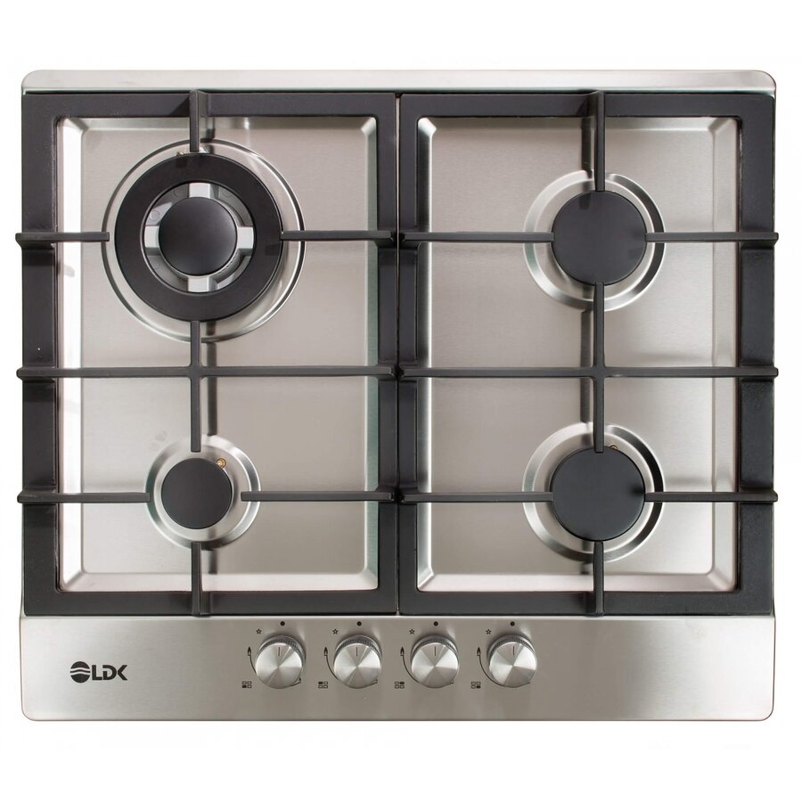 Plita Incorporabila Gaz 4 Arzatoare WOK Aprindere Electrica Gratare Fonta Siguranta 60cm Inox