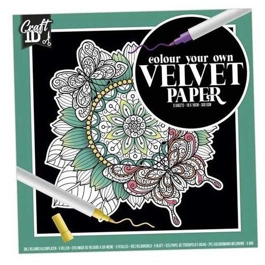 Set Pictura 5 Planse Colorat Catifelate Velvet Paper Flori 18x18cm Negru