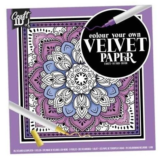 Set Pictura 5 Planse Colorat Catifelate Velvet Paper Flori 18x18cm Negru