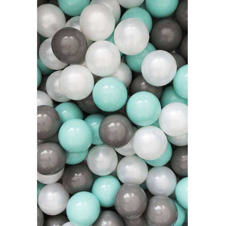 Set 200 Bile din Plastic Colorate 7cm Alb / Verde Menta / Gri