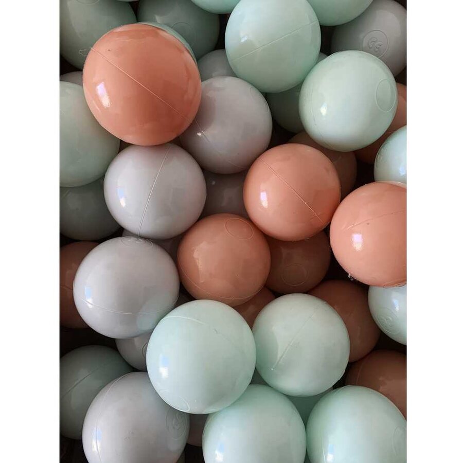 Set 200 Bile din Plastic Colorate 7cm Verde Menta / Gri Deschis / Piersica
