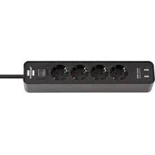 Priza Multipla Ecolor 4x Power 2x USB - 1.5m - Black