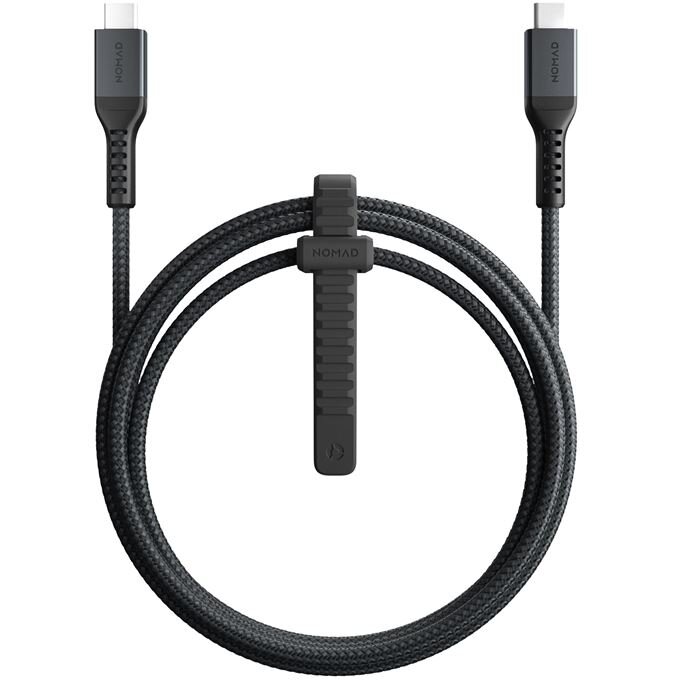 Cablu de date Kevlar, 2x USB Type-C, 100W, 1.5m, Negru