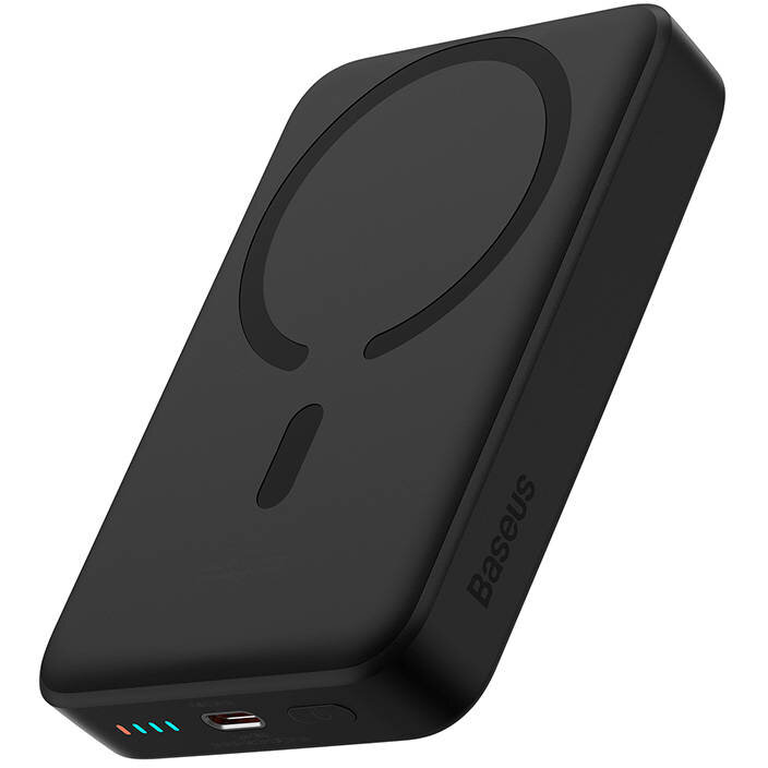 Baterie Externa Magnetic Mini Incarcare Wireless Fast Charge 30W 10000mAh Cablu USB-C Inclus Negru