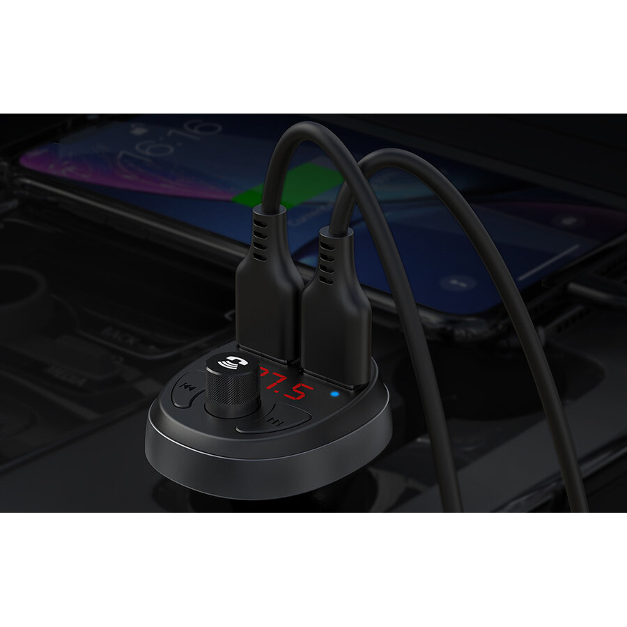 Incarcator Auto Cu Transmitator FM Și Bluetooth Mcdodo CC-6880 2x USB Cu Display 107W Negru — imaginea 4