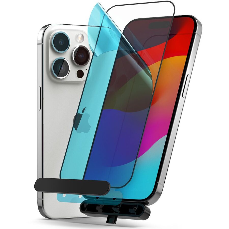 Folie protectie Tempered Glass compatibila cu iPhone 15 Pro Max Black