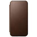 Leather Folio MagSafe compatibila cu iPhone 15 Pro Brown