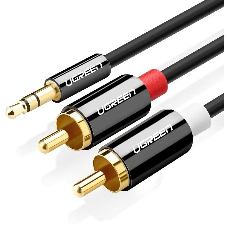 Cablu de date AV116, tata jack 3.5 mm la 2x tata RCA, 5m, Negru