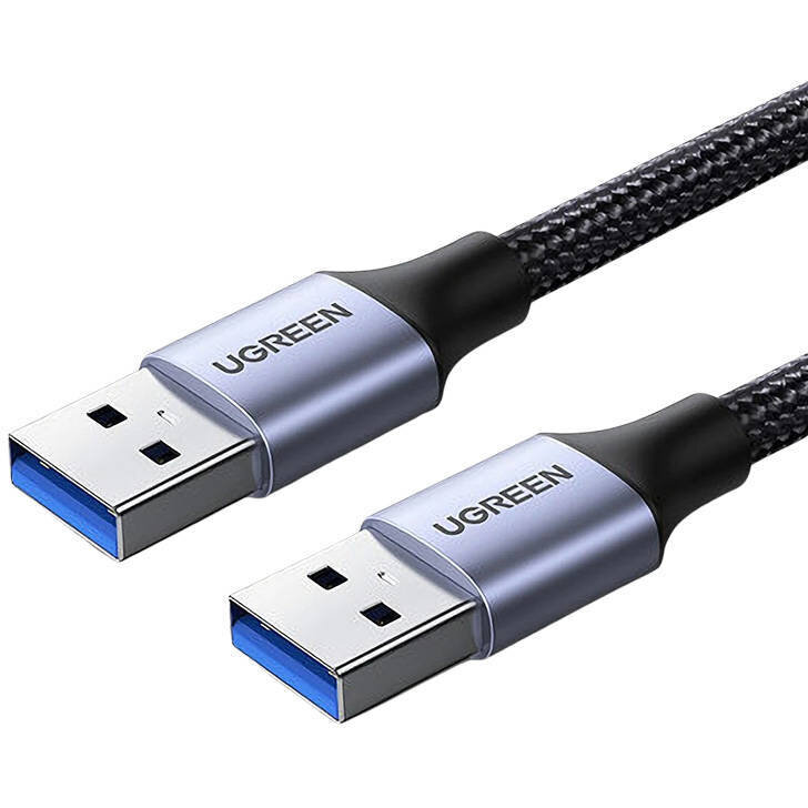 Cablu de date US373, tata USB 3.0 la tata USB 3.0, Nickel, 30Mbps, 2A, 5Gbps, 2m, Negru