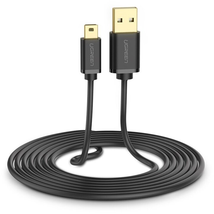 Cablu de date US132, tata USB la tata mini USB, 480 Mbps, 2m, Negru
