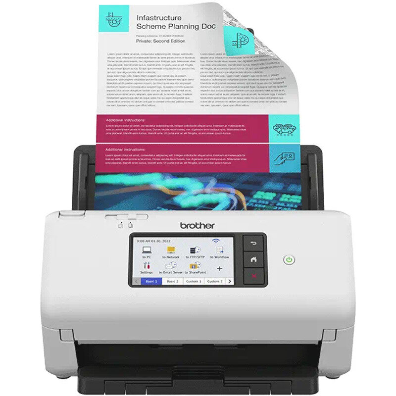 Scanner ADS-4700W Format A4 Duplex USB 3.0 Retea Wi-Fi Alb
