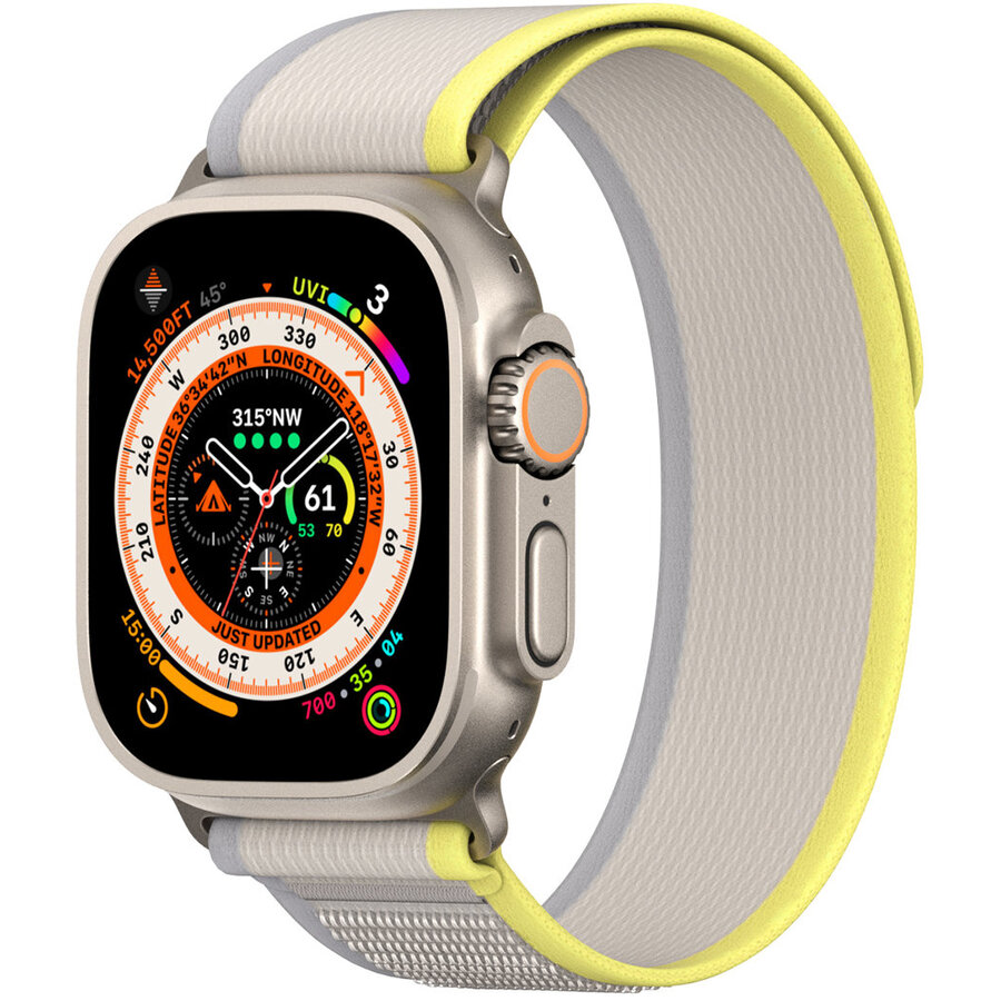 Accesoriu smartwatch Velcro Sports YJ compatibila cu Apple Watch 4/5/6/7/8/SE 38/40/41mm Beige/Yello