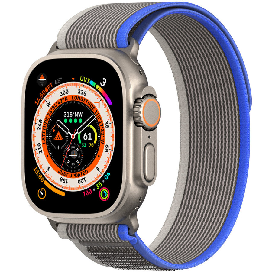 Accesoriu smartwatch Velcro Sports YJ compatibila cu Apple Watch 4/5/6/7/8/SE 38/40/41mm Gray/Blue