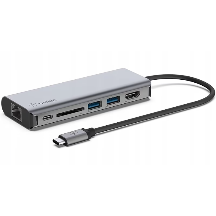 Statie HUB USB-C 6 In 1 Pentru Laptop Gri