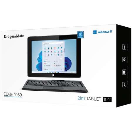 Tableta cu Tastatura Kruger&Matz KM1089 Edge 1089 Ecran 10.1inch  4GB DDR3 128GB Intel Celeron N4020 Windows 11 Pro Negru