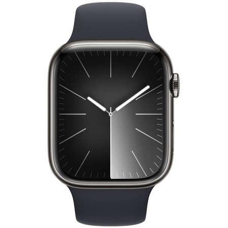 Smartwatch Apple Watch S9 Cellular 45mm Graphite Stainless Steel Case cu Midnight Sport Band - M/L