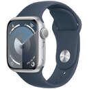 Smartwatch Apple Watch S9 GPS 41mm Silver Aluminium Case cu Storm Blue Sport Band - M/L