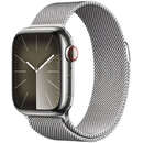 Smartwatch Apple Watch S9 Cellular 41mm Silver Stainless Steel Case cu Silver Milanese Loop