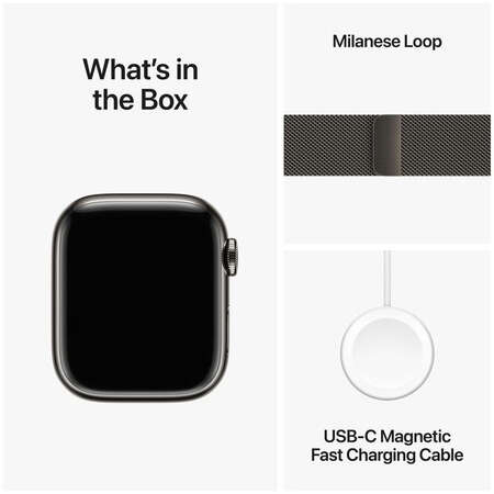 Smartwatch Apple Watch S9 Cellular 41mm Graphite Stainless Steel Case cu Graphite Milanese Loop