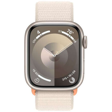 Smartwatch Apple Watch S9 Cellular 45mm Starlight Aluminium Case cu Starlight Sport Loop