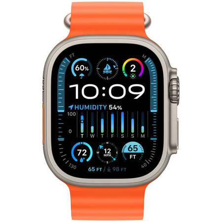 Smartwatch Apple Watch Ultra2 Cellular 49mm Titanium Case cu Orange Ocean Band