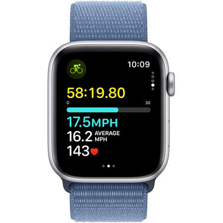 Smartwatch Apple Watch SE2 v2 GPS 44mm Silver Aluminium Case cu Winter Blue Sport Loop